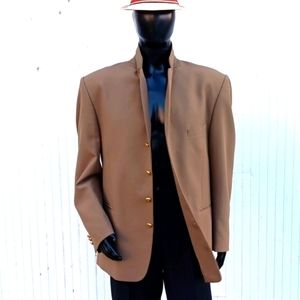 PACELLI UOMO MODA MEN'S TAILORED (4) BUTTON LUXURY BLAZER W/GOLD ACCENTS